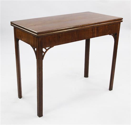 A George III mahogany rectangular card table, W.3ft